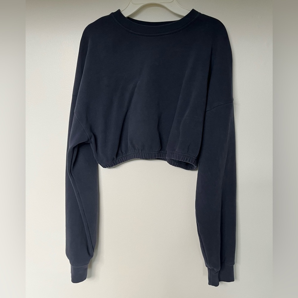 BuffBunny Navy Blue Cropped Crewneck Sweater